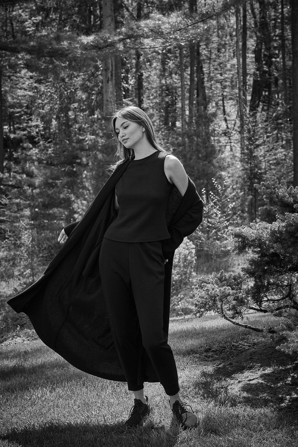 Himalaya Sweater Knit Robe in black | Natori
