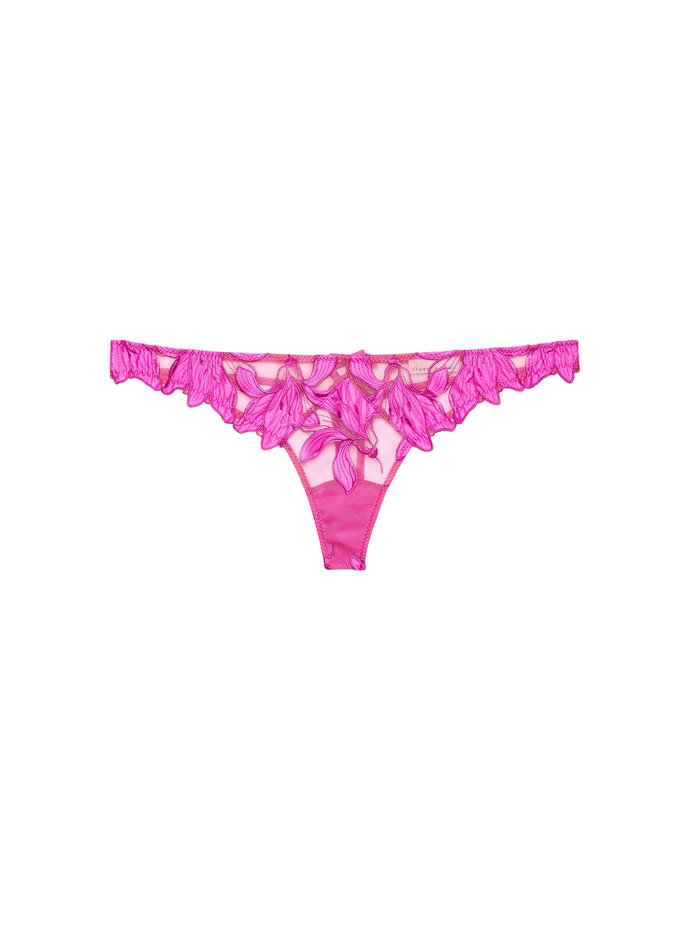 Fleur du Mal Lily Embroidery Hipster Thong in pink