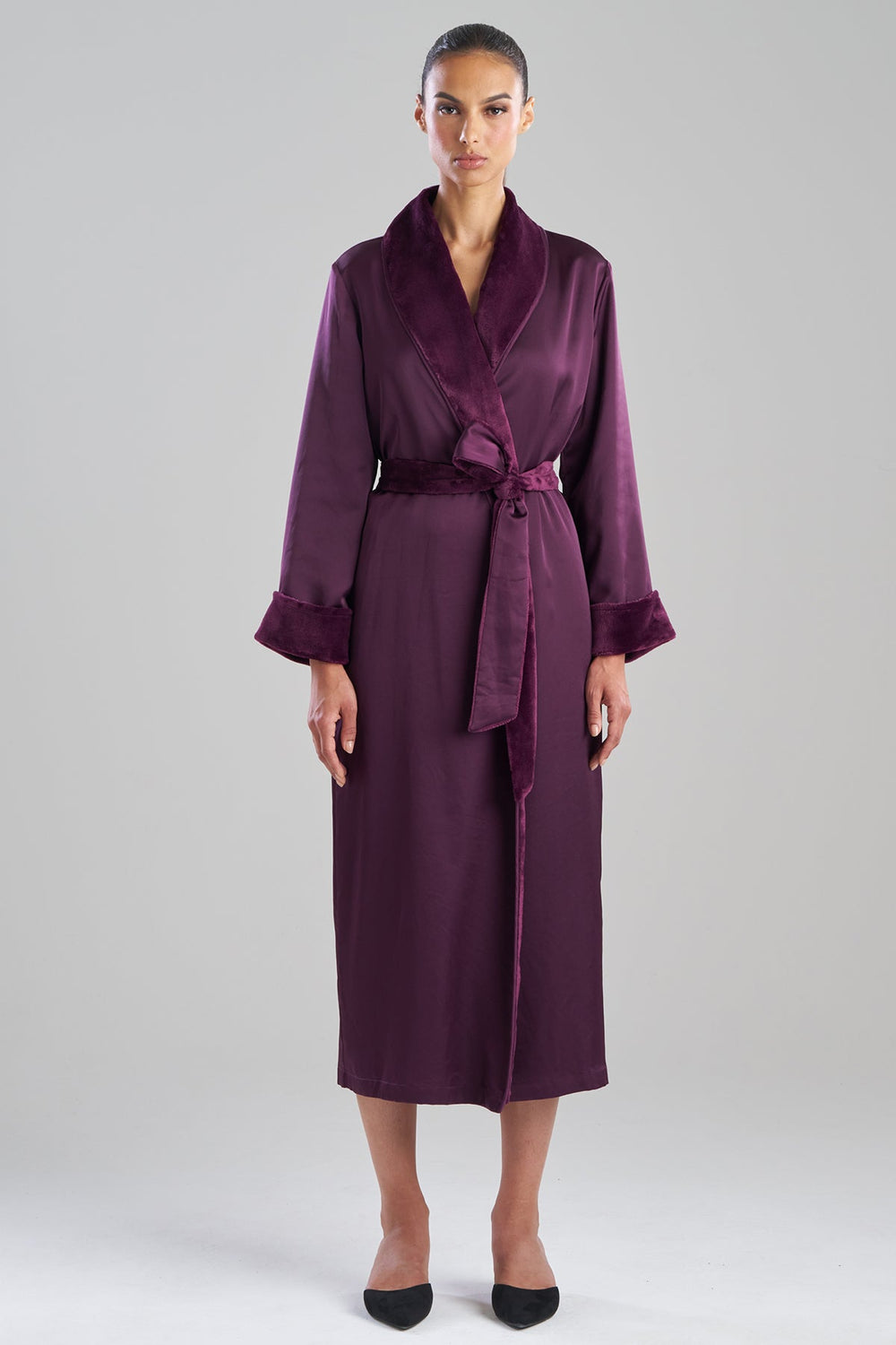 Satin Plush Robe in red | Natori