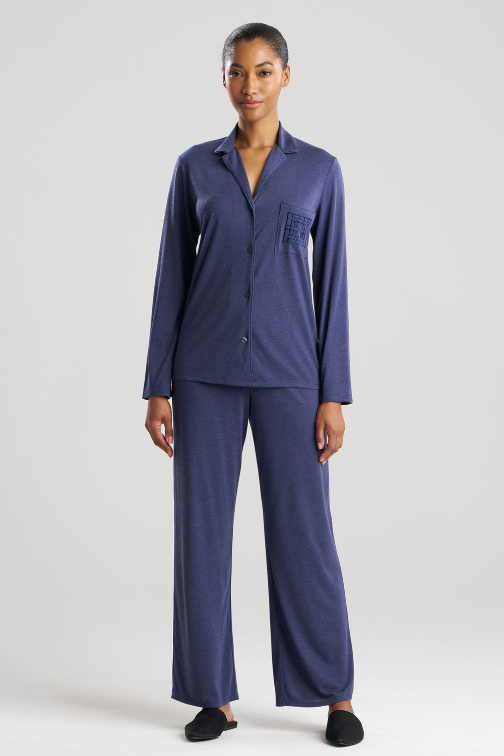 Shangri-La Embroidered TENCEL™ Notch PJ in blue | Natori
