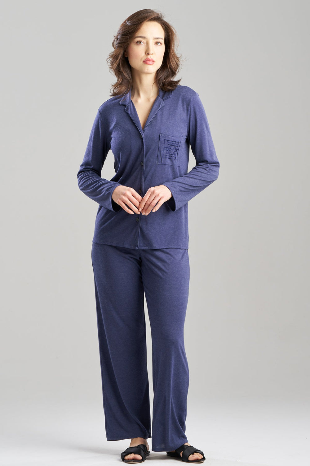 Shangri-La Embroidered TENCEL™ Notch PJ in blue | Natori