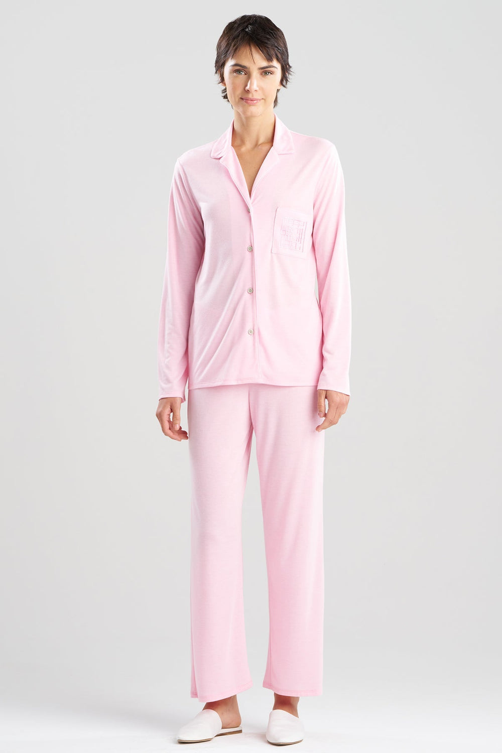 Shangri-La Embroidered TENCEL™ Notch PJ in pink | Natori