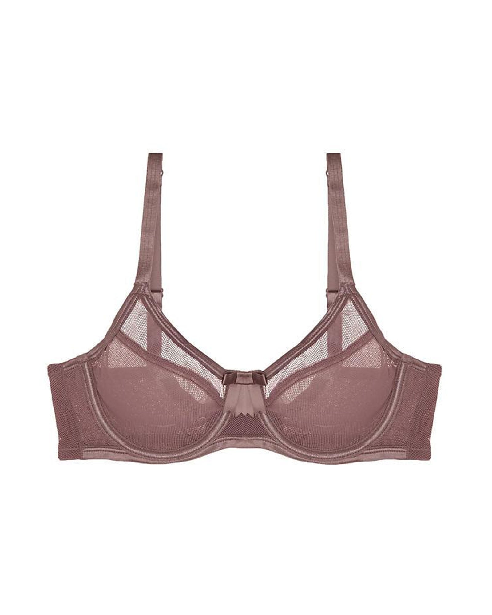 Claudette Fishnet Scoop Neck Bra in brown