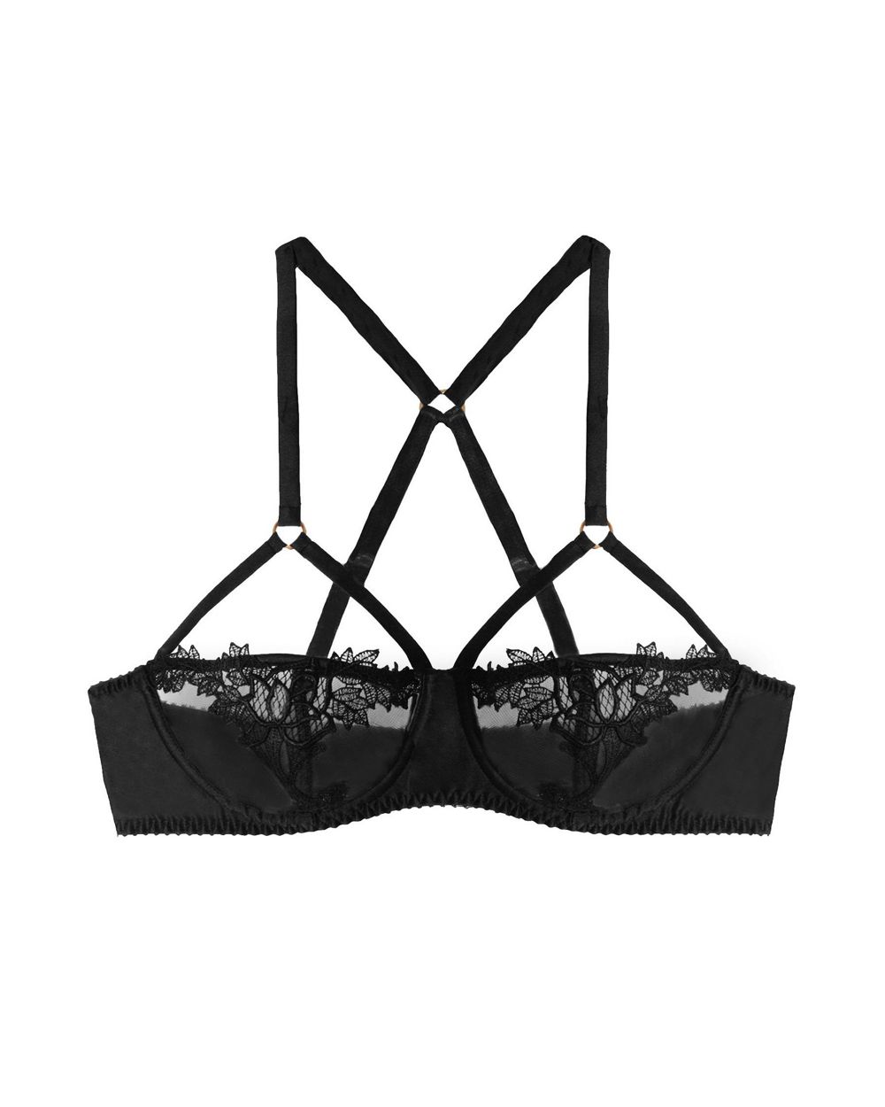 Fleur of England Nocturnal Strap Balcony Bra in black