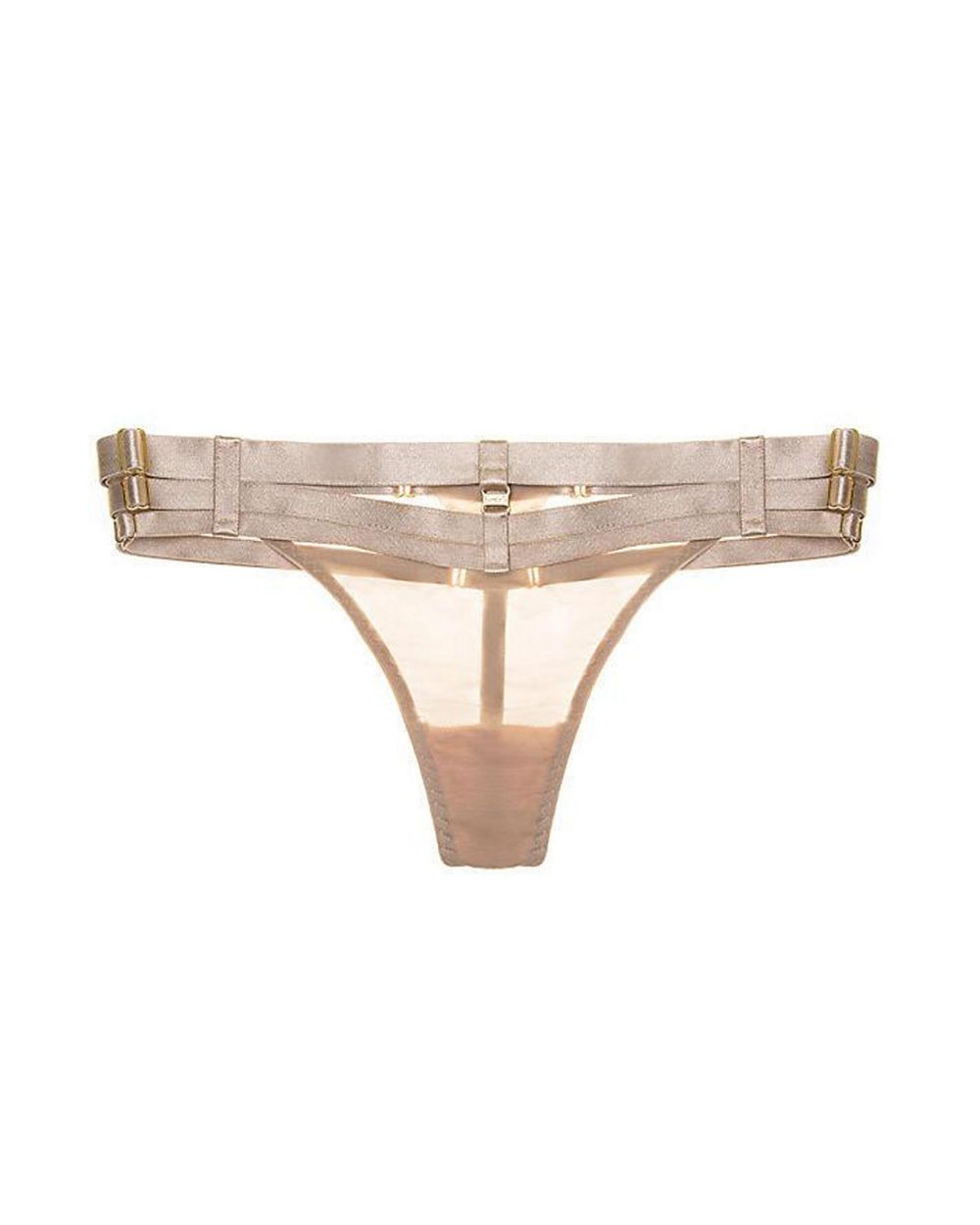 Bordelle Art Deco Multi-Strap Thong in beige