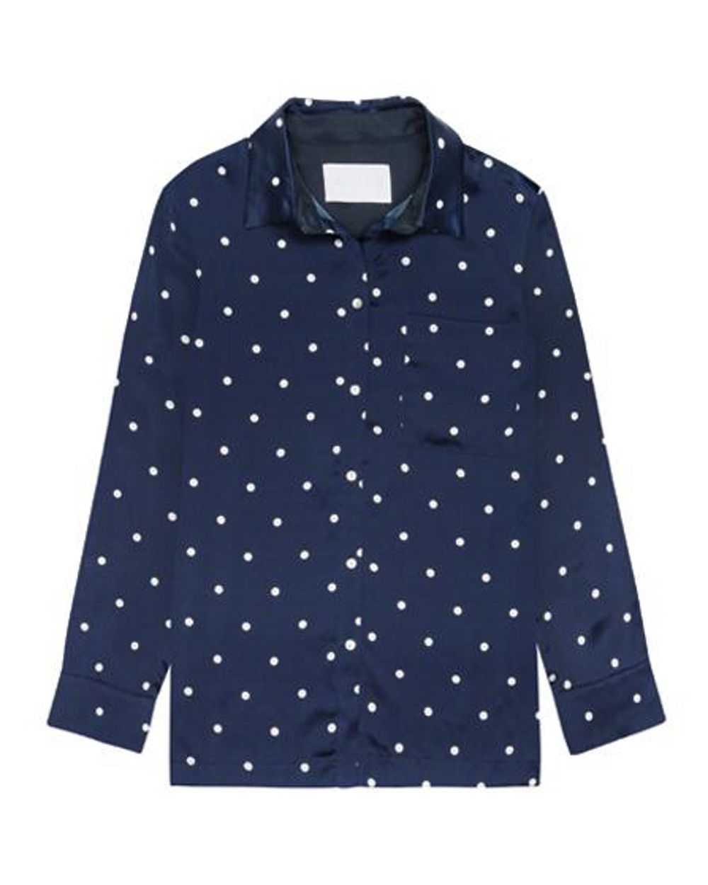 Asceno Navy Polka Pyjama Top in blue