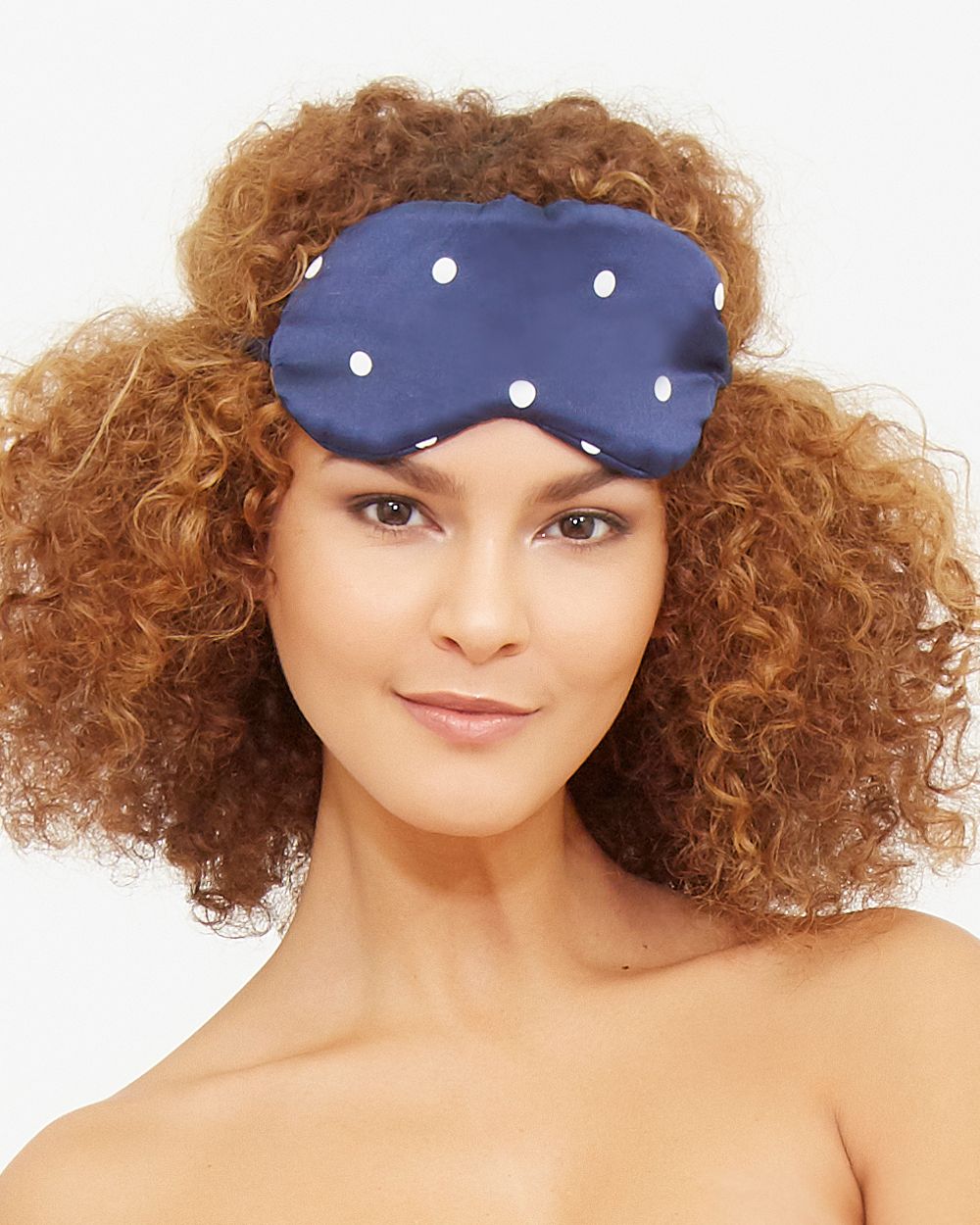 Asceno Navy Polka Eye Mask in blue