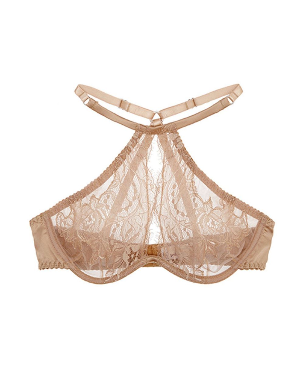 Fleur of England Caramel High Neck Bra in brown