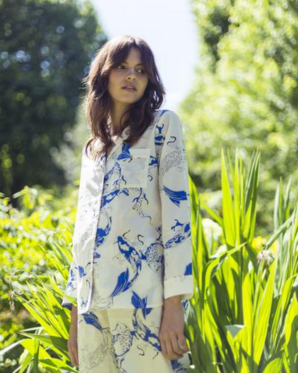 Yolke Fortune Fish Classic Pyjama Set in white