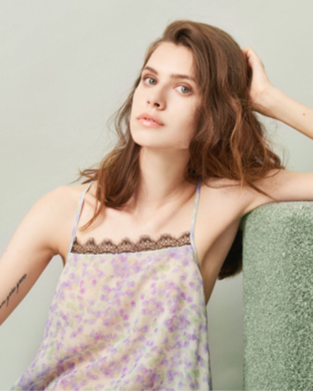 Violet & Wren Pressed Petals Straight Neck Cami in purple