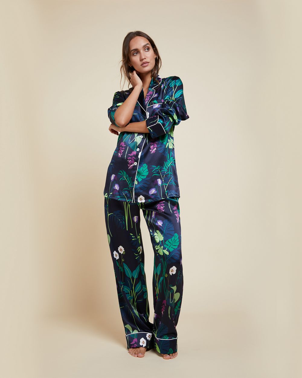 Olivia von Halle Lila Gene Pajama Set in blue