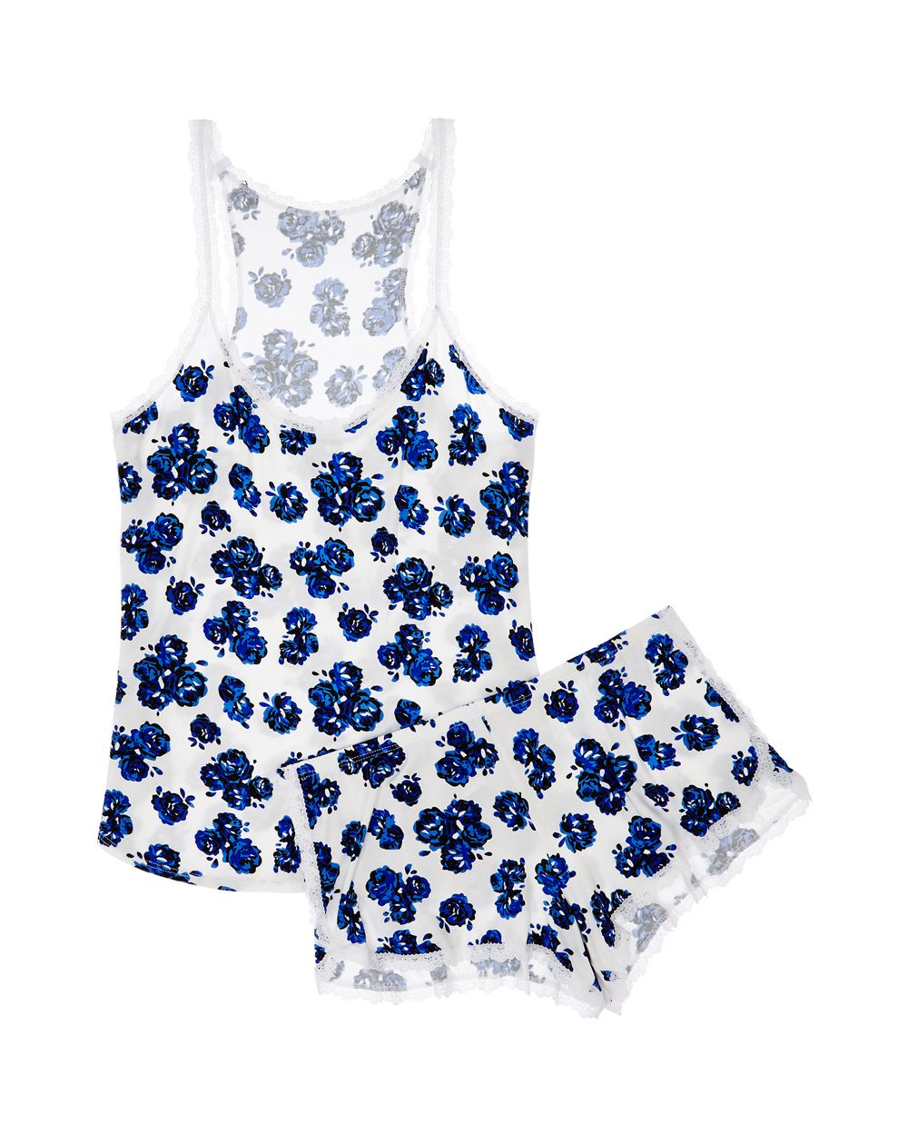 Hanky Panky Teacup Rose Racerback Sleep Set in white