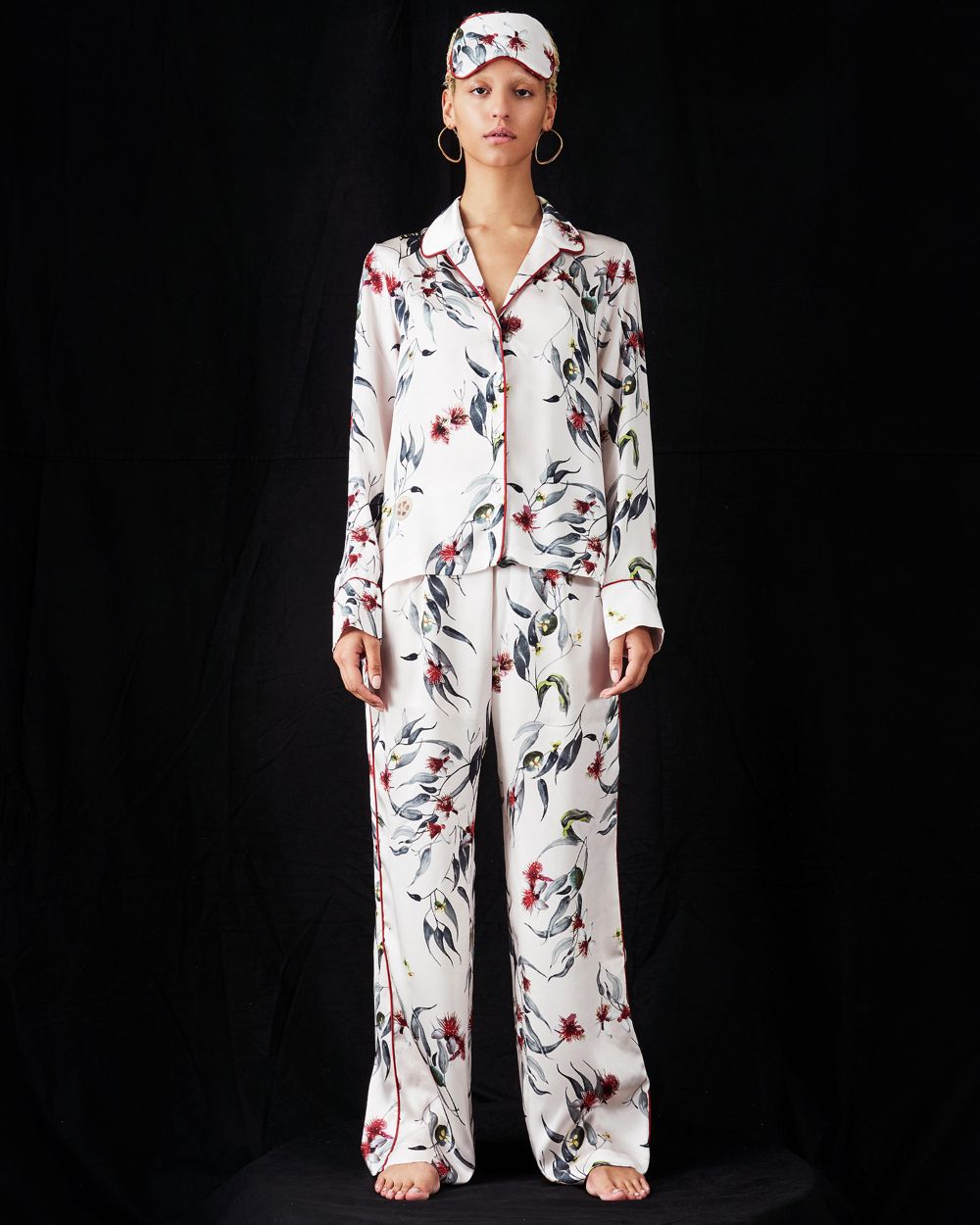 Violet & Wren Trailing Guava Pyjama Trouser in white