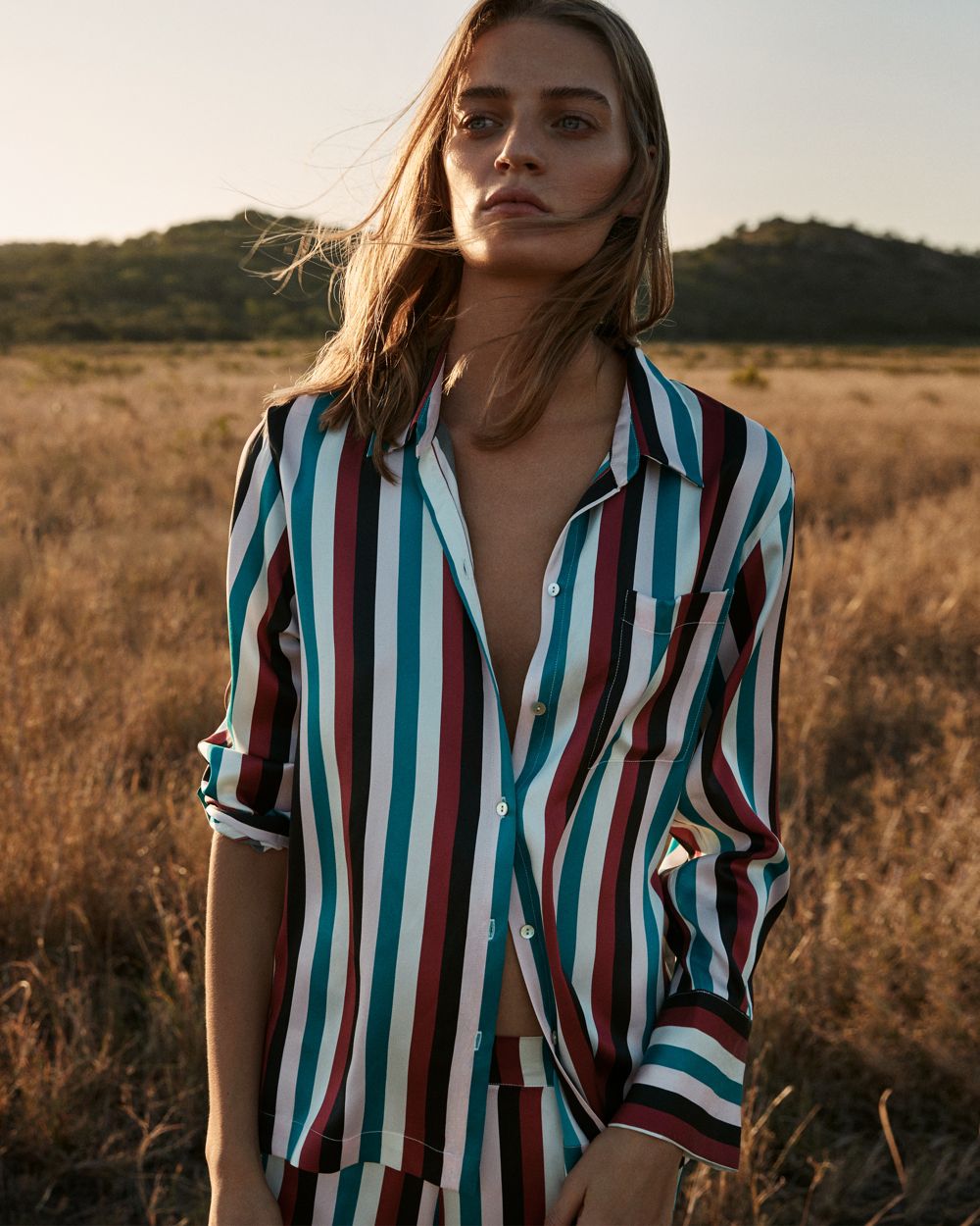 Asceno Multi Stripe PJ Top in blue