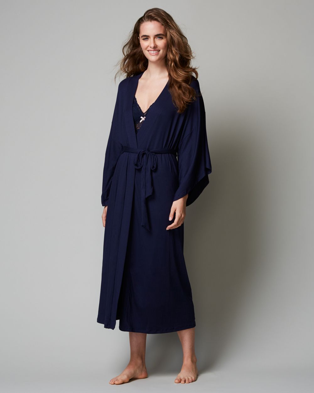 Eberjey Colette Long Kimono Robe in blue