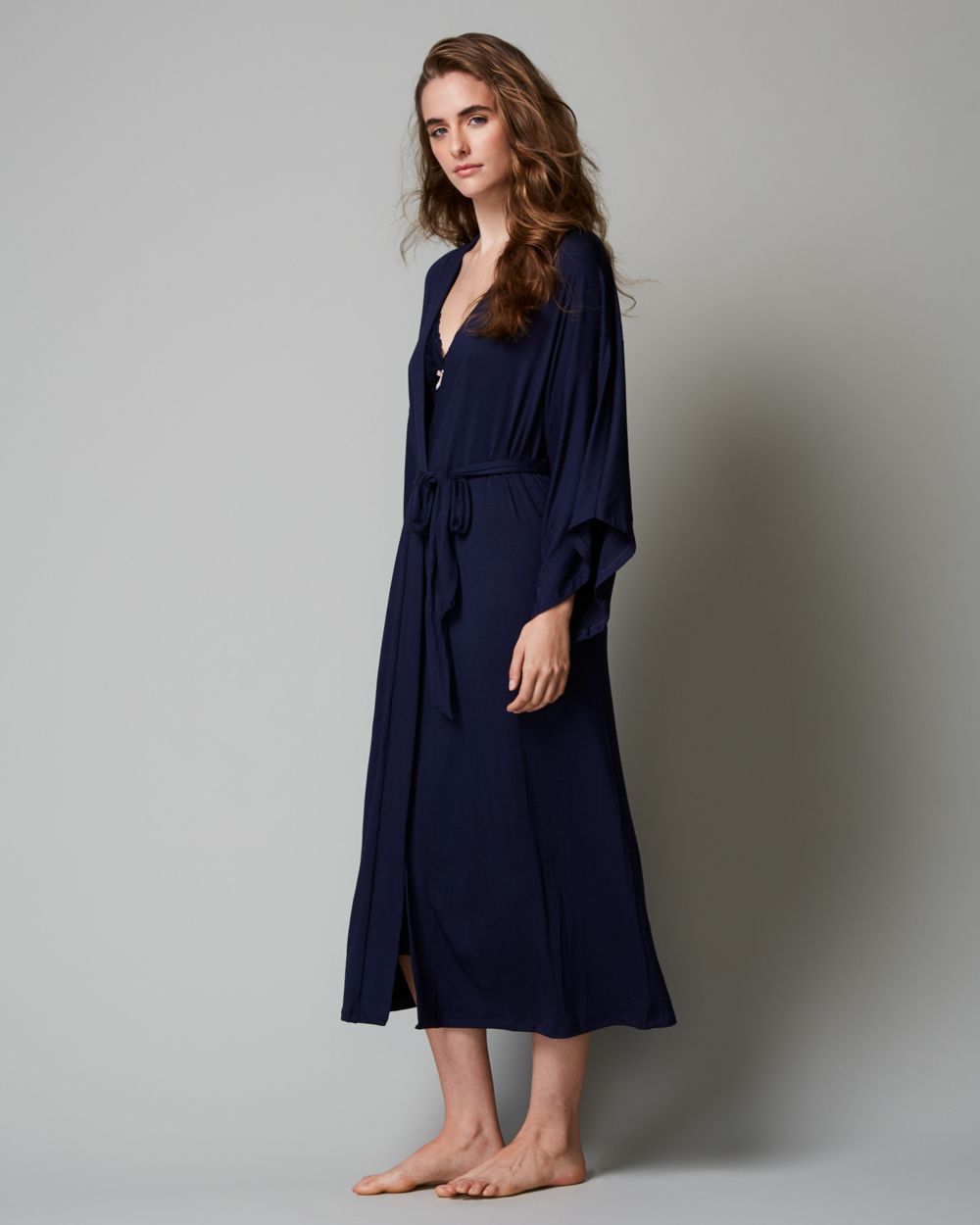 Eberjey Colette Long Kimono Robe in blue