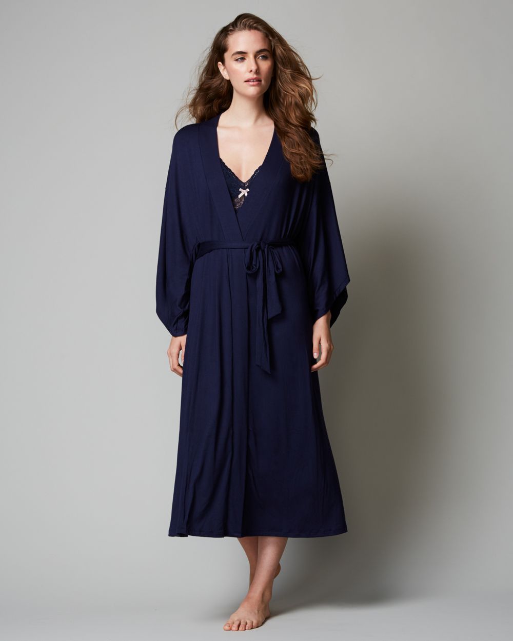 Eberjey Colette Long Kimono Robe in blue