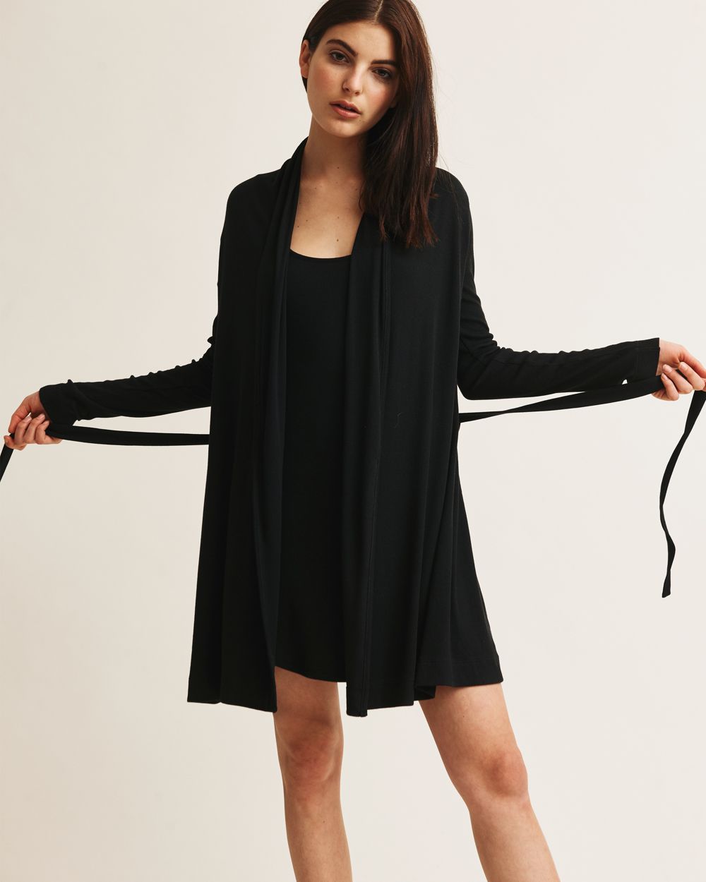 Skin Pima Modal Ribbed 4-Piece Travel Set in black