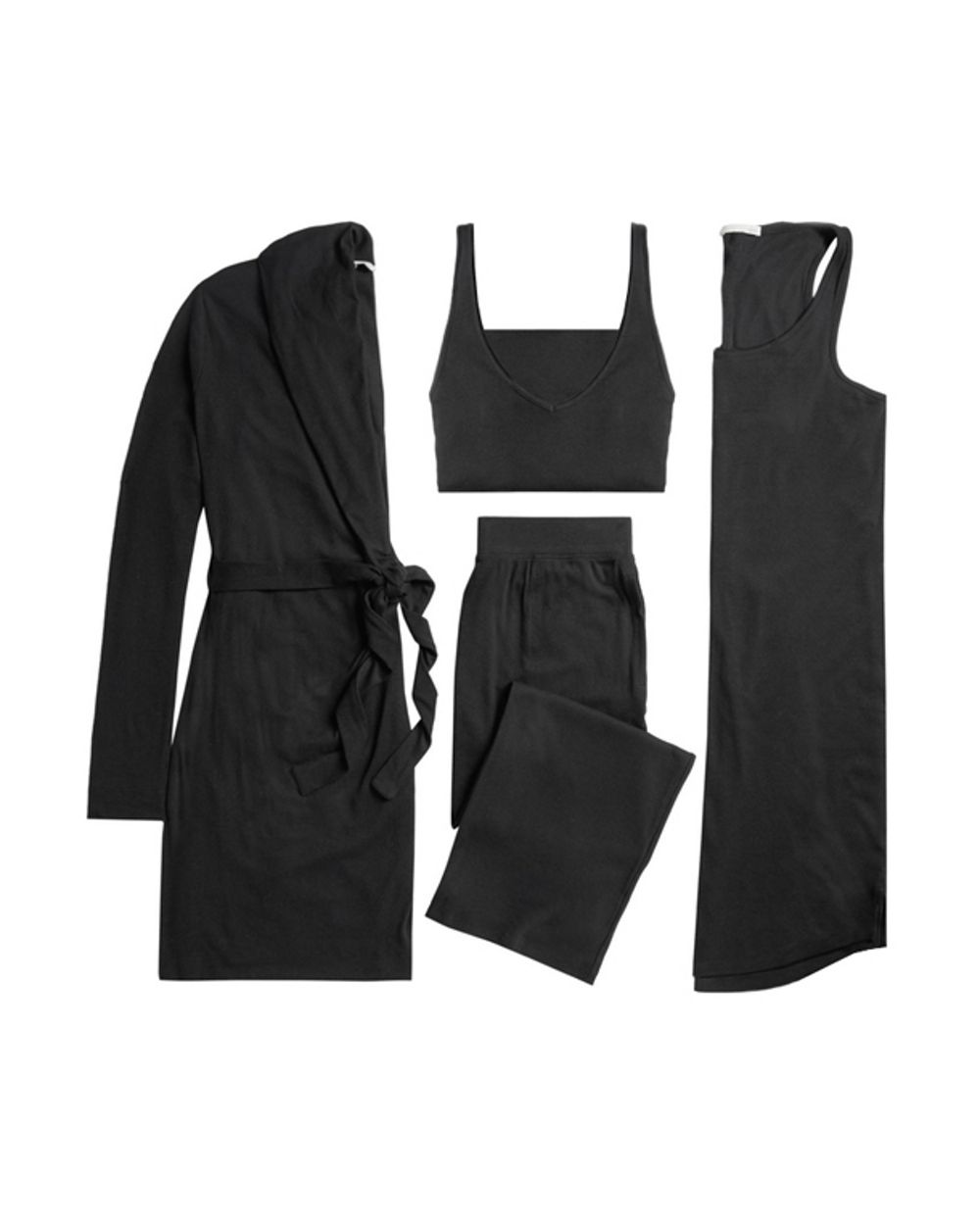 Skin Pima Modal Ribbed 4-Piece Travel Set in black