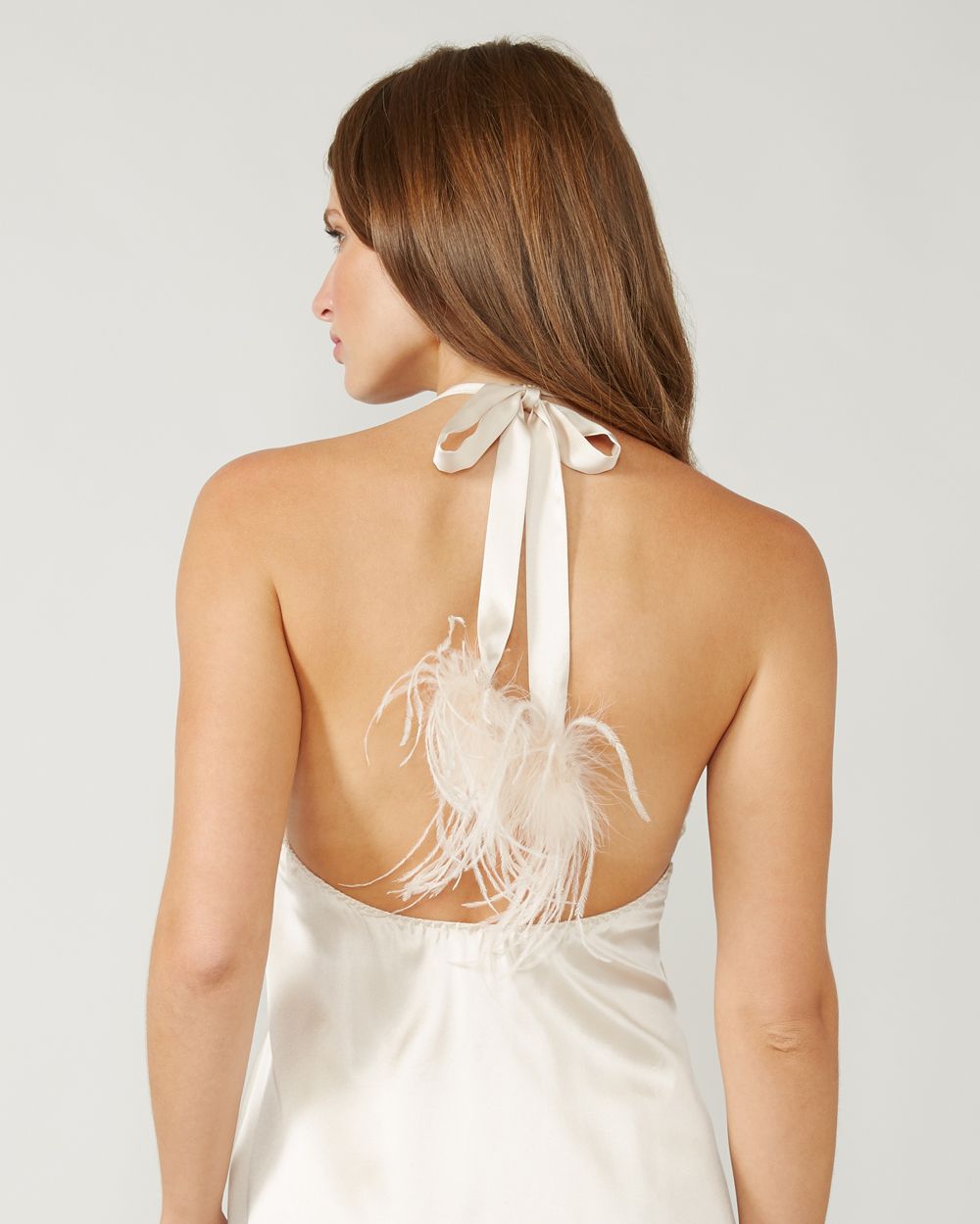 Gilda & Pearl Kitty Ostrich Trim Babydoll in beige