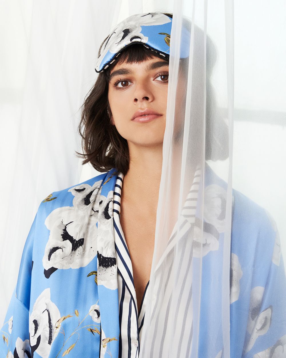 Violet & Wren Ultra Blue Peony Sleepmask in blue