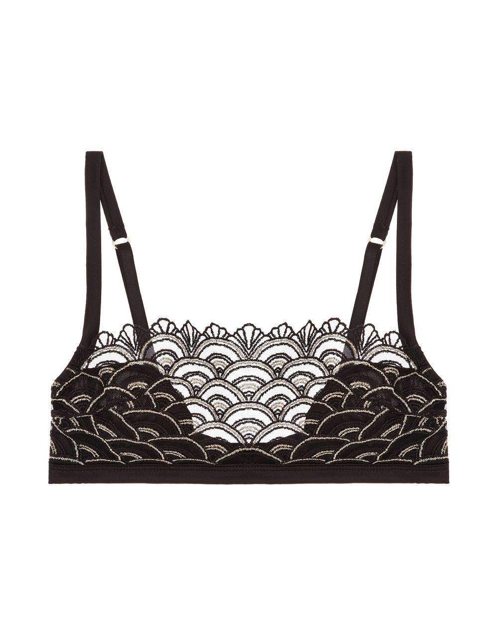 Coco de Mer Gilded Arch Soft Bandeau Bra in black