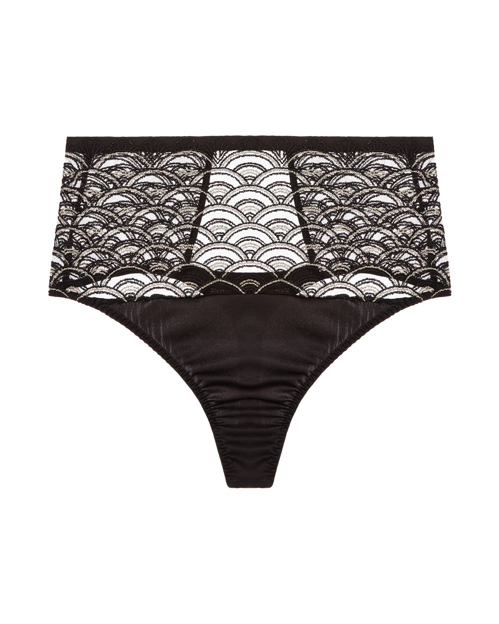 Coco de Mer Gilded Arch High Waisted Thong in black