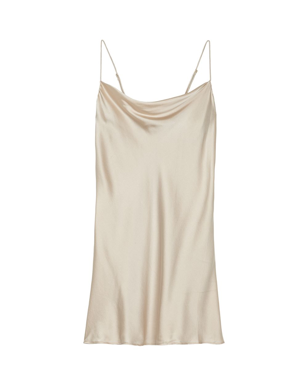 Skin Sandwashed Silk Raven Bias Cowl Slip in beige