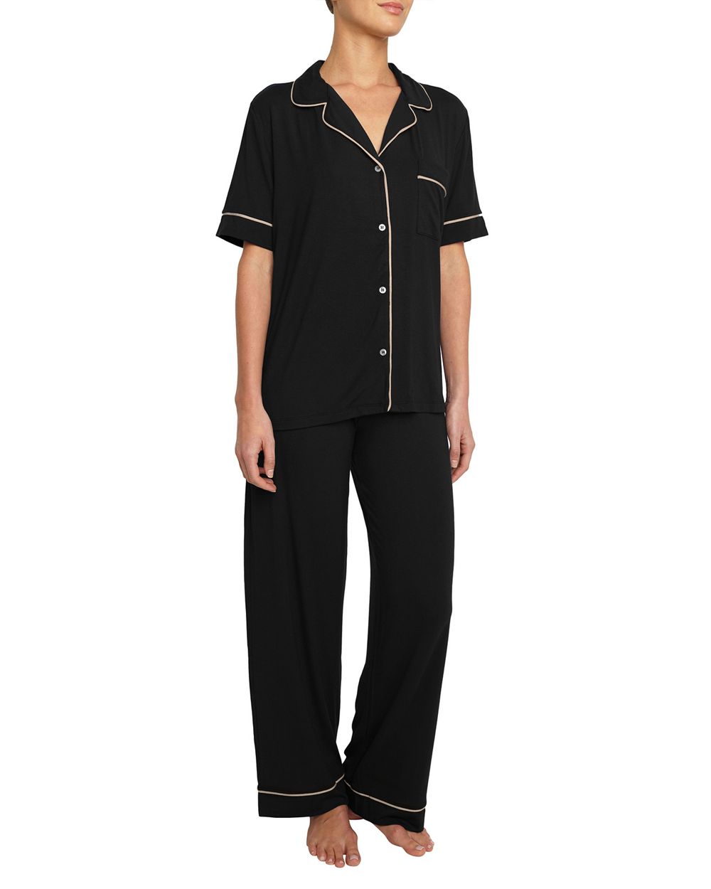 Eberjey Gisele Short Sleeve Pant Set in black