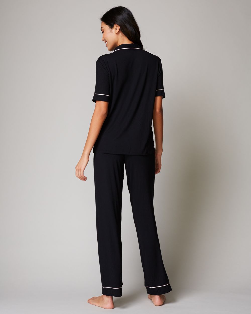 Eberjey Gisele Short Sleeve Pant Set in black
