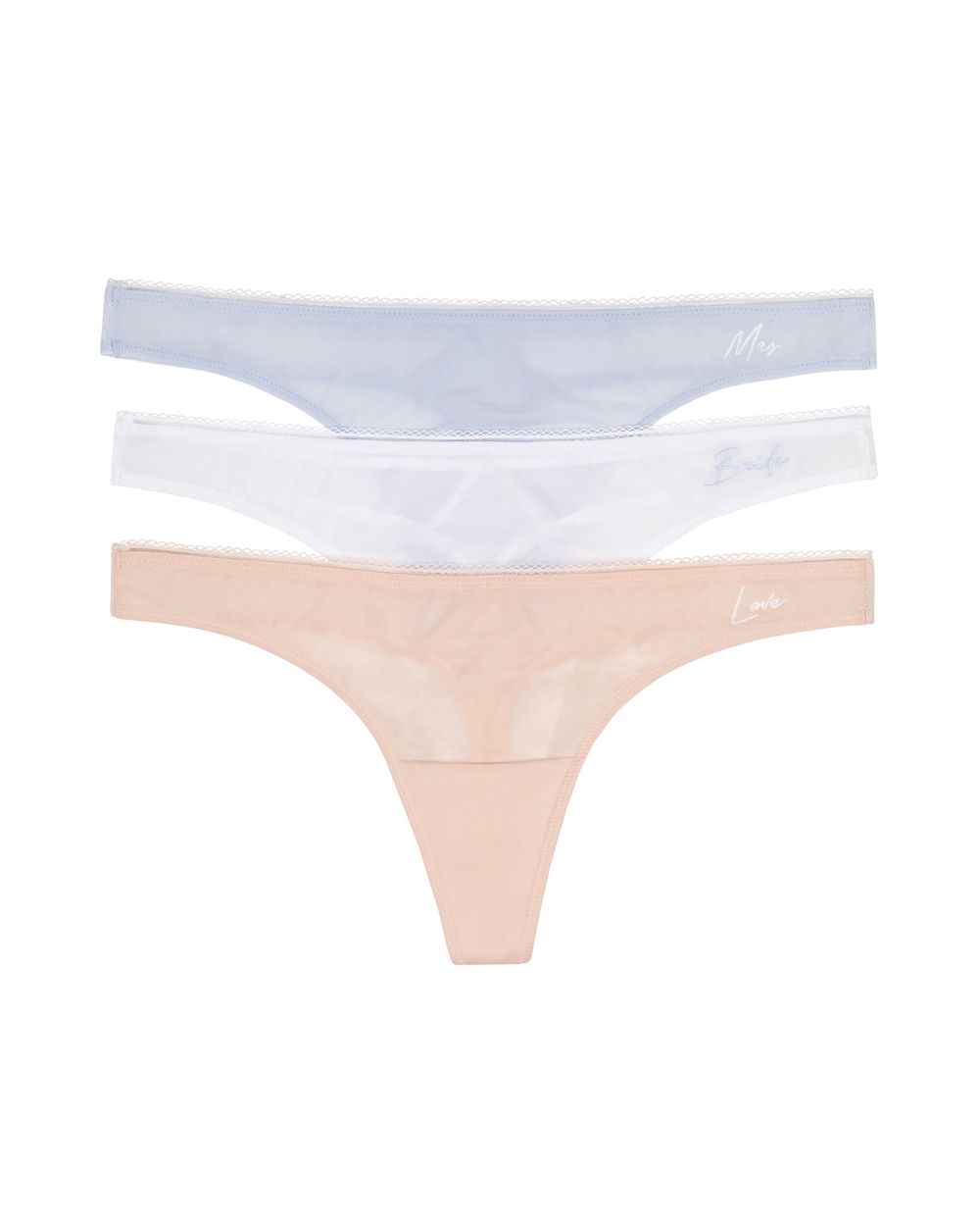 OnGossamer Sleek & Sheer Bridal Thong Set in blue