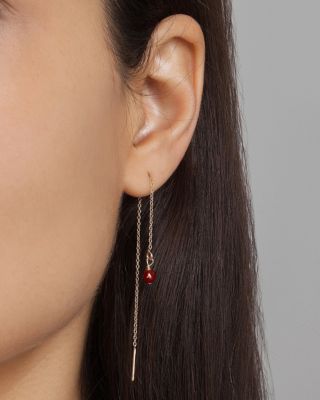 Goldish Gemstone Thread Earring in red