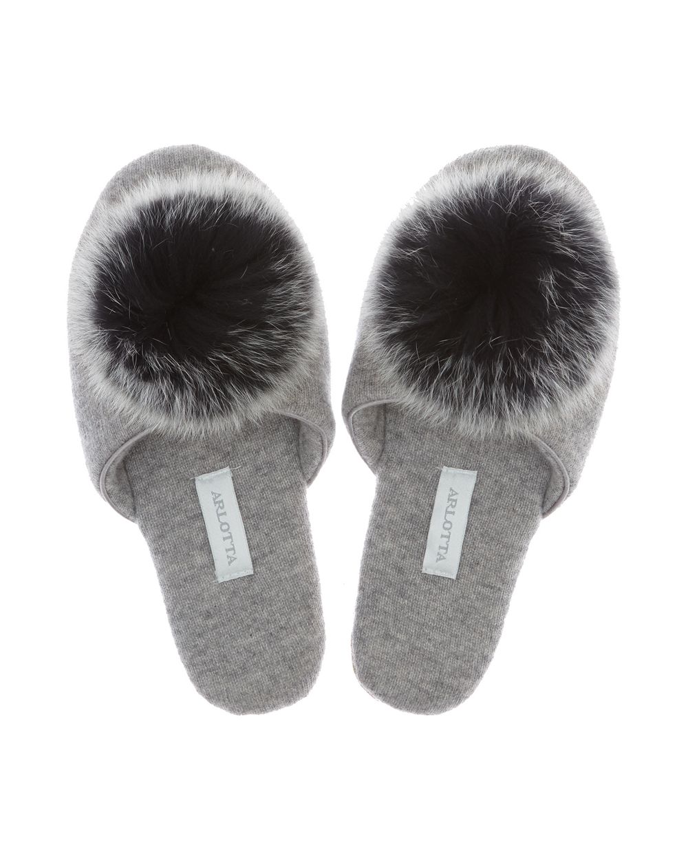 Arlotta Cashmere Slide with Pom Pom in gray