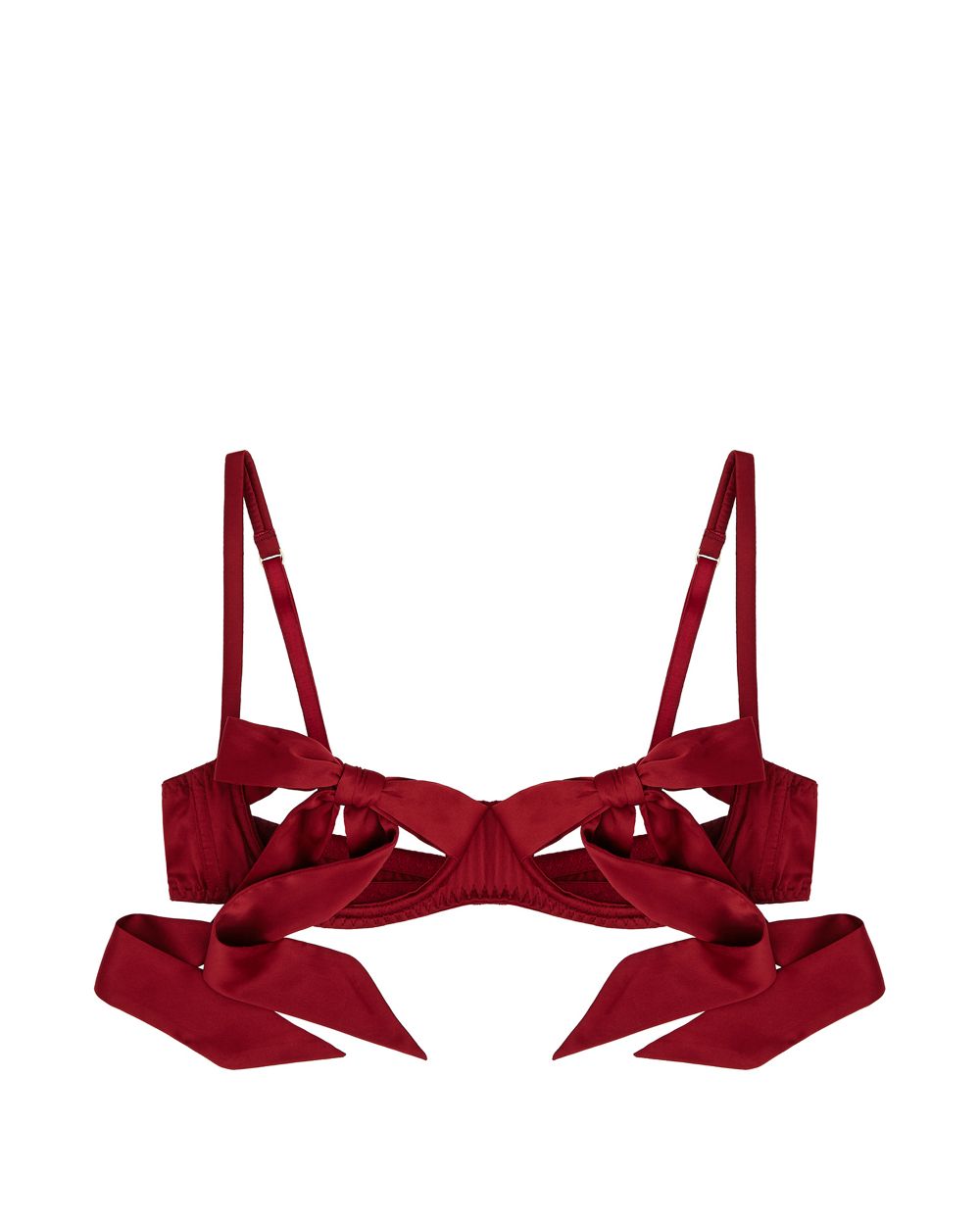 Coco de Mer PLAYBOY Bow Ties Open Bow Bra in red
