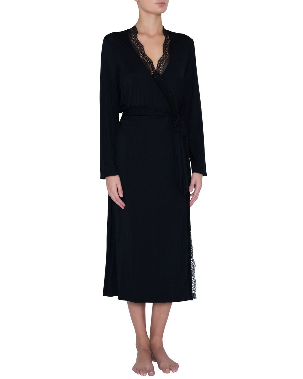 Eberjey Myla Classic Long Robe in black