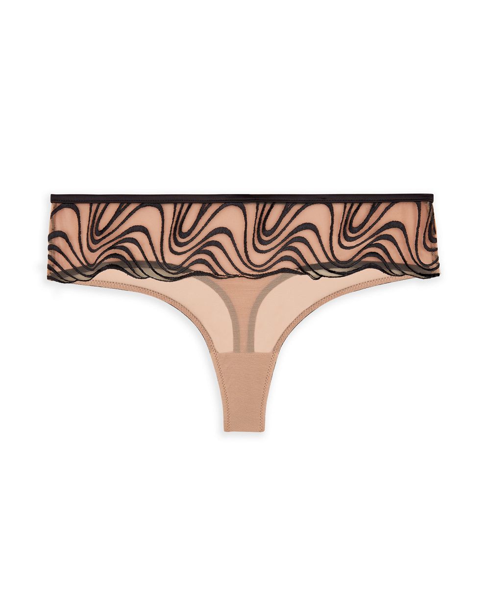 Noelle Wolf Mist Embroidery Thong in black