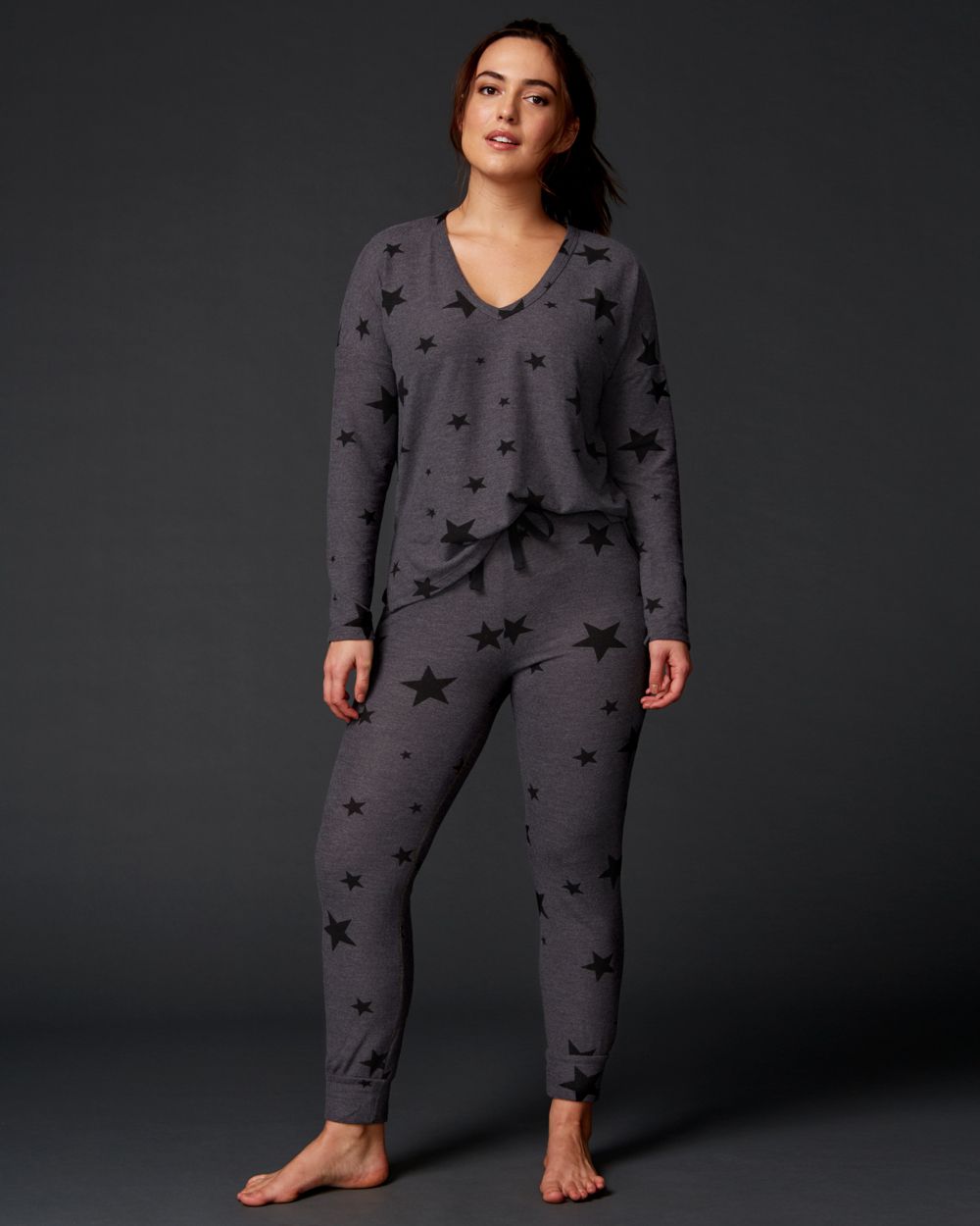 Sundry Star Print Jogger Pants in gray