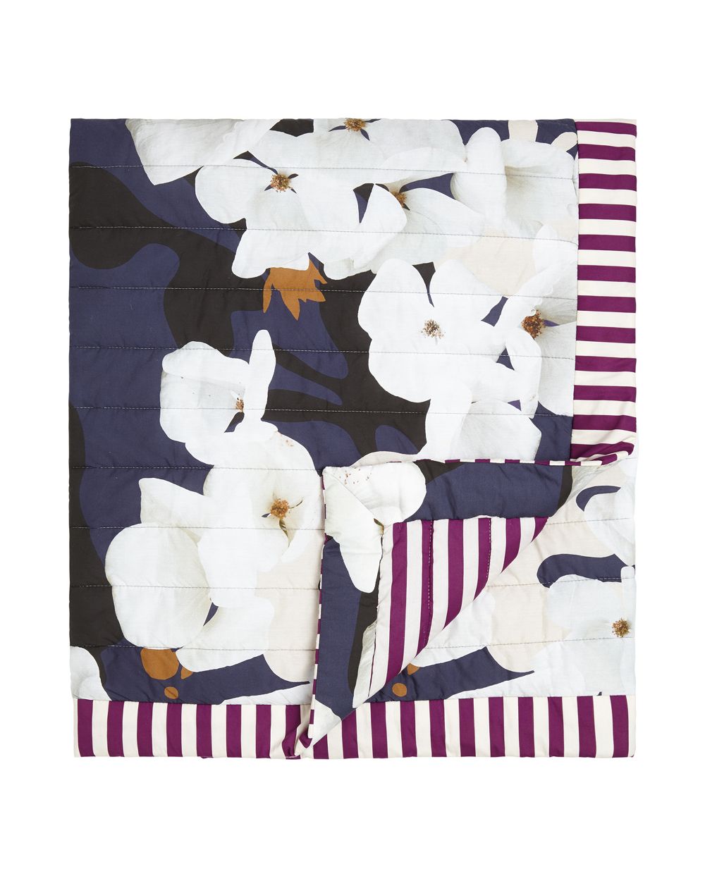Violet & Wren Camo Bloom/Berry Stripe Blanket in blue