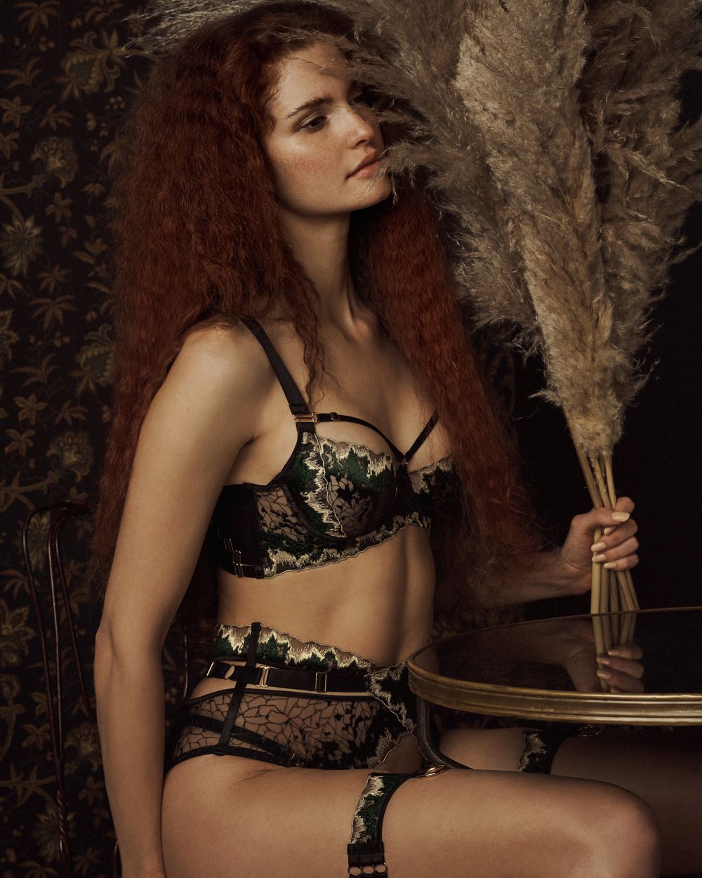 Bordelle Wilde Ouvert High Waist Brief in green