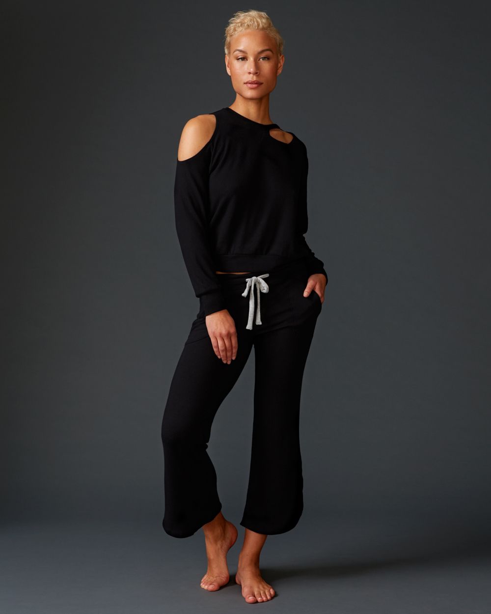 LNA Brushed Curved Kismet Pant in black