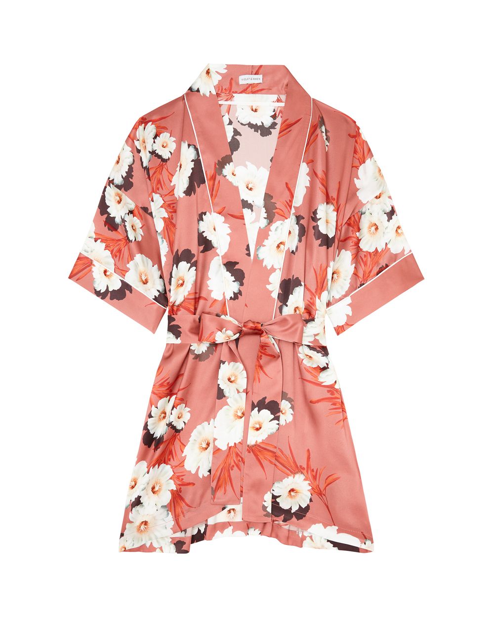Violet & Wren Desert Bloom Piped Kimono in pink