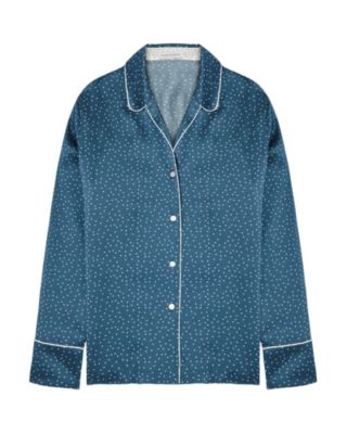 Violet & Wren Dusk Til Dawn Spot Long Sleeve Pyjama Shirt in blue