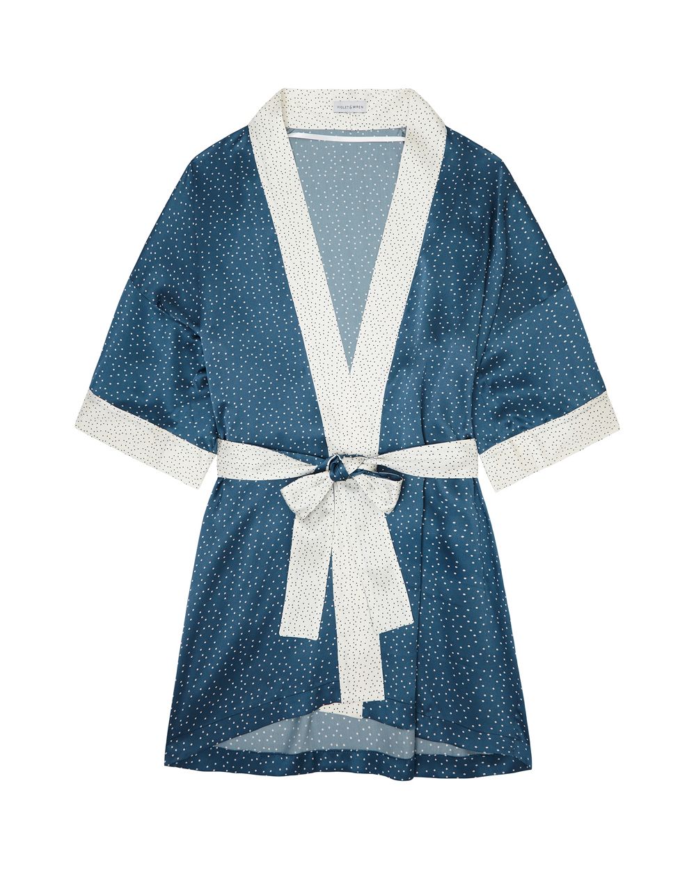 Violet & Wren Dusk Til Dawn Spot Piped Kimono in blue