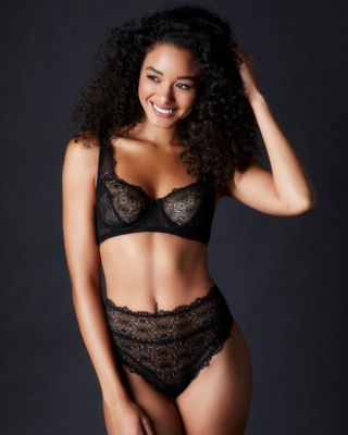 Else Flora High Waisted Thong in black