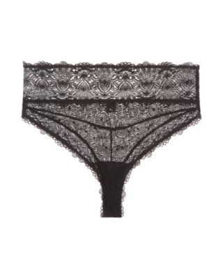 Else Flora High Waisted Thong in black