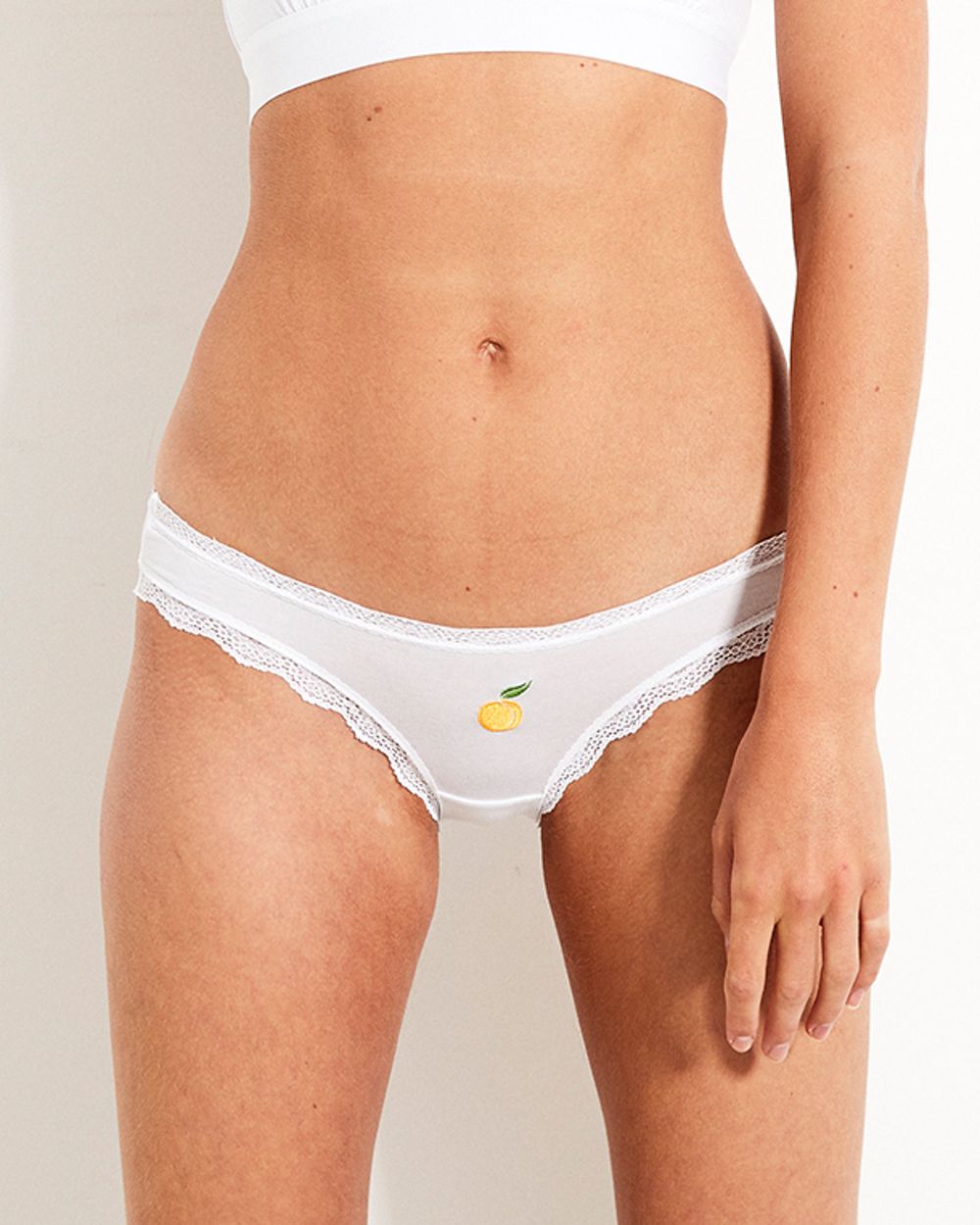 Stripe + Stare Peach Knicker in white