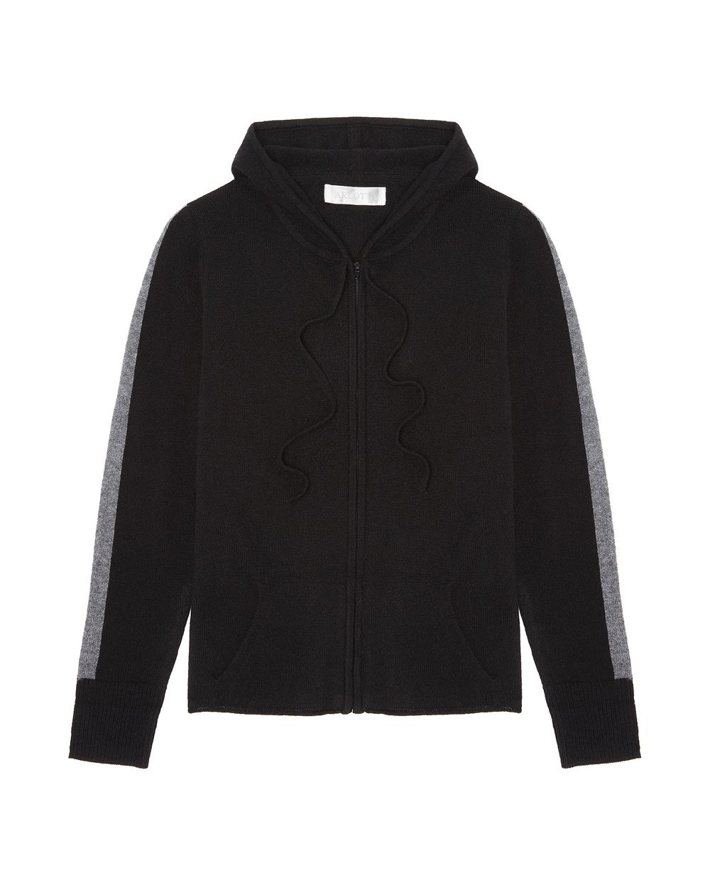 Arlotta Cashmere Racer Stripe Hoodie in black
