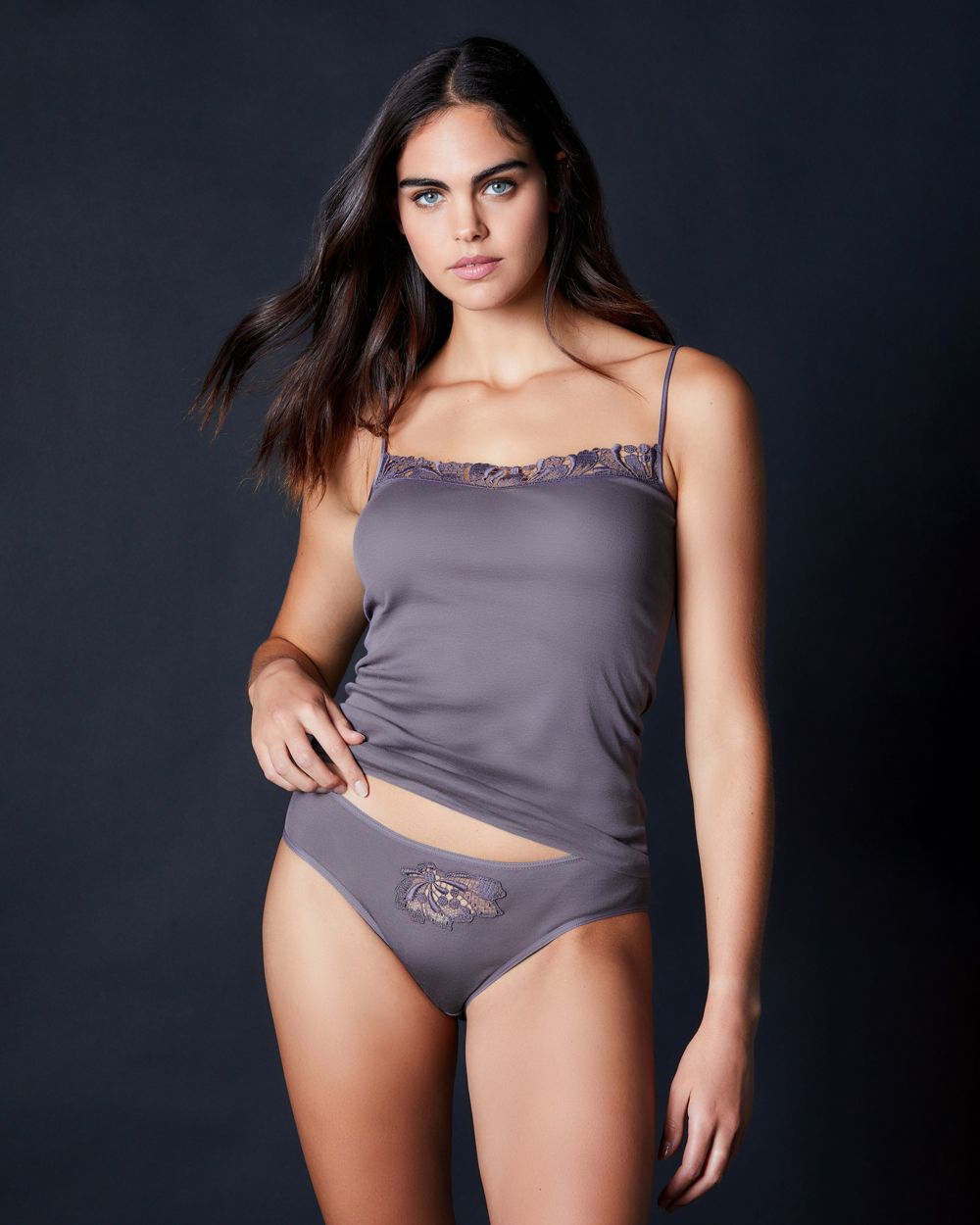 Hanro Hope Hi Cut Brief in gray