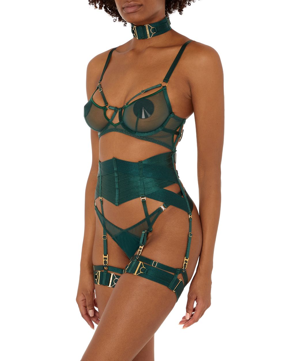 Bordelle Kora Suspender in green