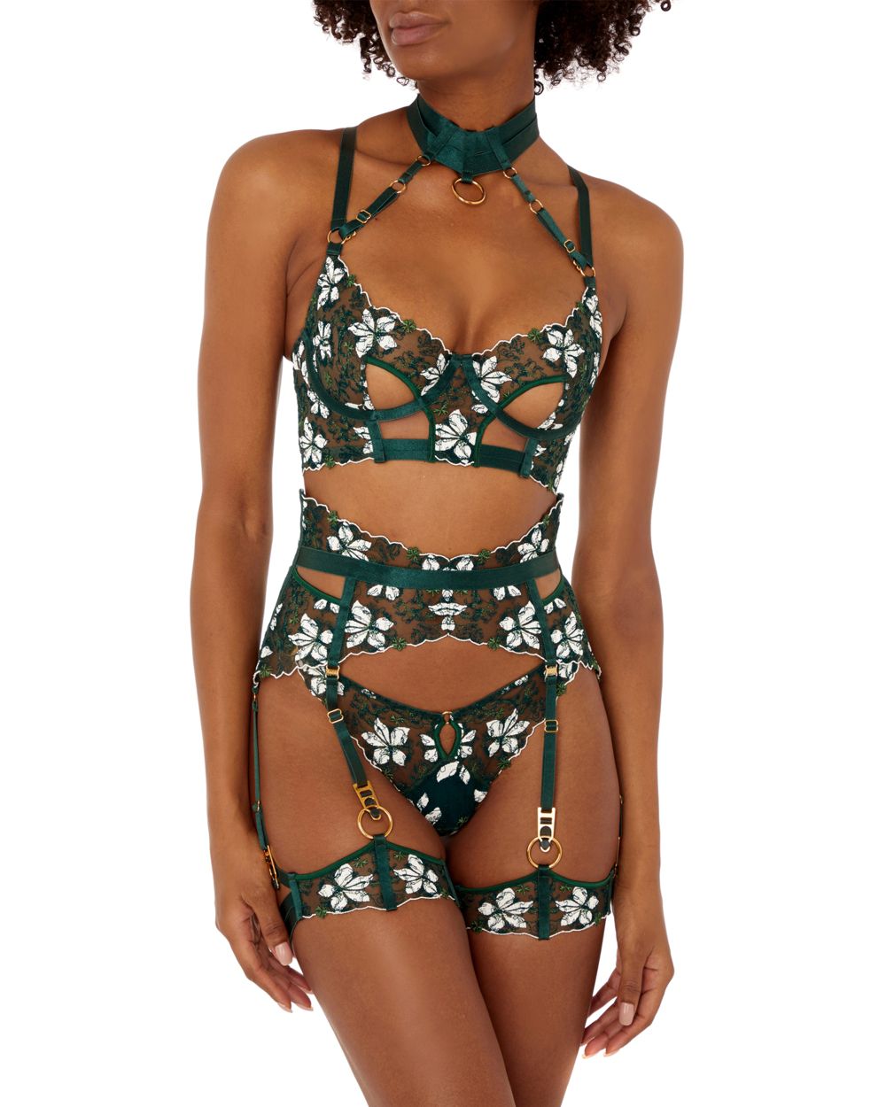 Bordelle Vita Suspender in green